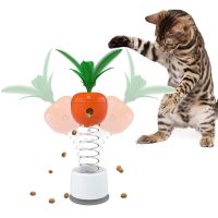 Cat Interactive Toy Dogs Cats Leak Food Feather Toys with Bell Sucker Spring Carrot Treat Toy Puzzle Tumbler Pets Food Feeder Toys