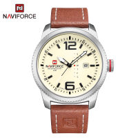 NAVIFORCE Men Watch Waterproof Authentic Brand Leather Watches Brown Sports Double Calendar Quartz Wristwatch Gift for Boyfriend Lover