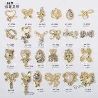 【hot sale】 ✽๑ B50 New Product Manicure Accessories Golden Pearl Love Bow Diamond Alloy Bear Ornaments