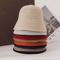 หมวกแก๊ปพับได้ขนสัตว์อบอุ่นในฤดูหนาว SPRING62SU2บอบบางหมวกปานามา Topi Bucket หมวกชาวประมง