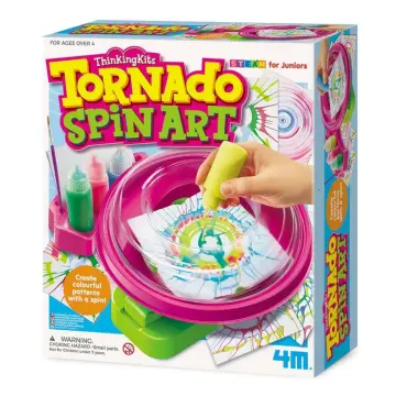 Creative Kids Spin & Paint Art Kit - Spinning Art Machine + Flexible  Splatter Guard + 5 Bottles of Paint + 8 Large, 8 Small, 4 Round Cards + 4  White
