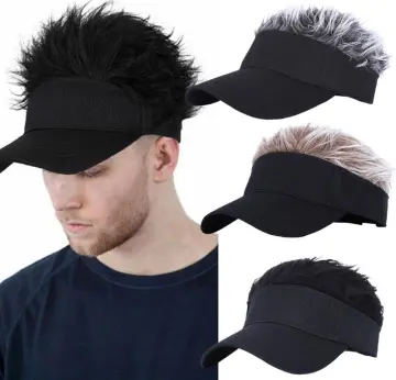Golf Baseball Hat with Fake Hair Cap Men Sun Visor Toupee Hats Spiky Wig Hat