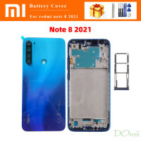 Xiaomi Redmi Note 8 2021กรอบด้านหน้าแผ่นกลางด้านหลังตัวเรือนฝาครอบด้านหลังพร้อมกรอบเลนส์กล้อง + ถาดใส่ซิมการ์ด