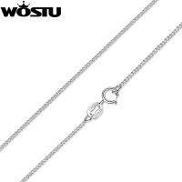 WOSTU Hot Sale 925 Sterling Silver Link Chains Necklaces Fit Pendanst Charms Women Luxury Wedding Fashion Jewelry Gift Making