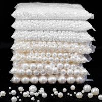 10-100pcs/lot Half Hole White Beige ABS Imitation Pearl Beads for Jewelry Making End Charms Beads DIY Earring Bracelet Wholesale Beads