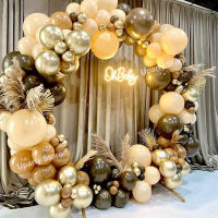 142Pcs ลูกโป่งสีน้ำตาล Arch Garland กาแฟแอปริคอทสีน้ำตาล Coco Chrome Gold บอลลูน Globos สำหรับงานแต่งงานวันเกิด Party Decor Supplie-Fenpier