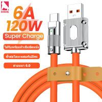 Kinkong สายชาร์จเร็ว สายชาต120w 6A Super Fast Charge LED OD6.0หนา สายซิลิโคน Quick Charge สาย Micro USB สาย Type C สำหรับ Xiaomi Huawei Samsung OPPO VIVO Realme