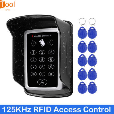 แป้นพิมพ์การควบคุมการเข้าถึง RFID 125KHz ระบบควบคุมเข้าถึงประตูเครื่องอ่านบัตร EM ระบบคีย์บอร์ดที่เปิดล็อคประตู