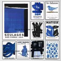 จิตรกร Pierre Soulages และ Matisse งานศิลปะสีฟ้าสีขาวโปสเตอร์ศิลปะผ้าใบจิตรกรรมฝาผนังพิมพ์รูปภาพห้องพักตกแต่งบ้าน C Uadros-นำความสง่างามศิลปะที่บ้านของคุณ