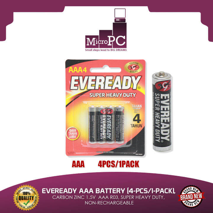 EVEREADY AAA BATTERY (4PCS/1PACK), CARBON ZINC 1.5V AAA R03, SUPER