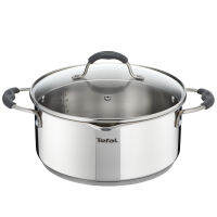 Tefal ILLICO เหล็กกล้าไร้สนิมหม้อตุ๋นเหนี่ยวนำ (20 ซม., 2.6 ลิตร) เตาอบเครื่องล้างจานปลอดภัยไม่มี PFOA เงิน