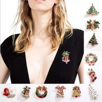 【cw】 Exquisite Brooch Claus Wreath Metal Pins Fashion Jewelry Gifts