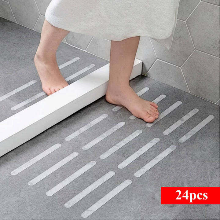 24Pcs Anti Slip Tape Self Adhesive Strips for Bathroom Floor Stairs ...