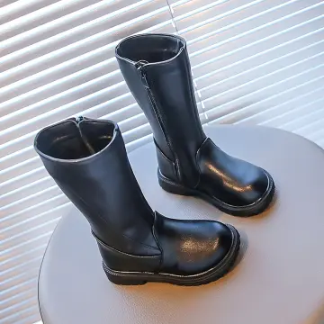 Girls black deals leather boots