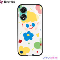 Jizetin เคส OPPO A78 4G น่ารักหรูหราสำหรับเด็กผู้หญิงลายดอกไม้กลีบดอกไม้เคสฝาหลังกระจกเทมเปอร์กันกระแทก