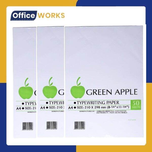 Green Apple Typewriting Paper s16/56g Short 50's / 100's | Lazada PH