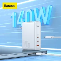 โปรโมชั่น Flash Sale : Baseus 140W GaN5 USB C Fast Charger PD3.1 QC4.0 Triple-port Quick Charger For iPhone 14 Pro Max Vivo Oppo MacBook Pro [Free USB C Cable]