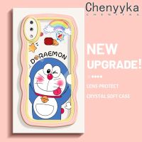 Chenyyka เคสปลอกสำหรับ Samsung A10s M01s เคสรูปโดราเอมอนน่ารักลายการ์ตูนใหม่ สี Macaron คลื่นขอบนุ่มเคสมือถือกันกระแทกแบบใสค