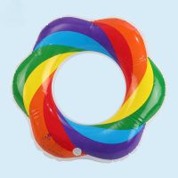 1pc Rainbow PVC Swimming Ring Adult Children Thickened Swimming Ring Inflatable Water Supplies Lifebuoy