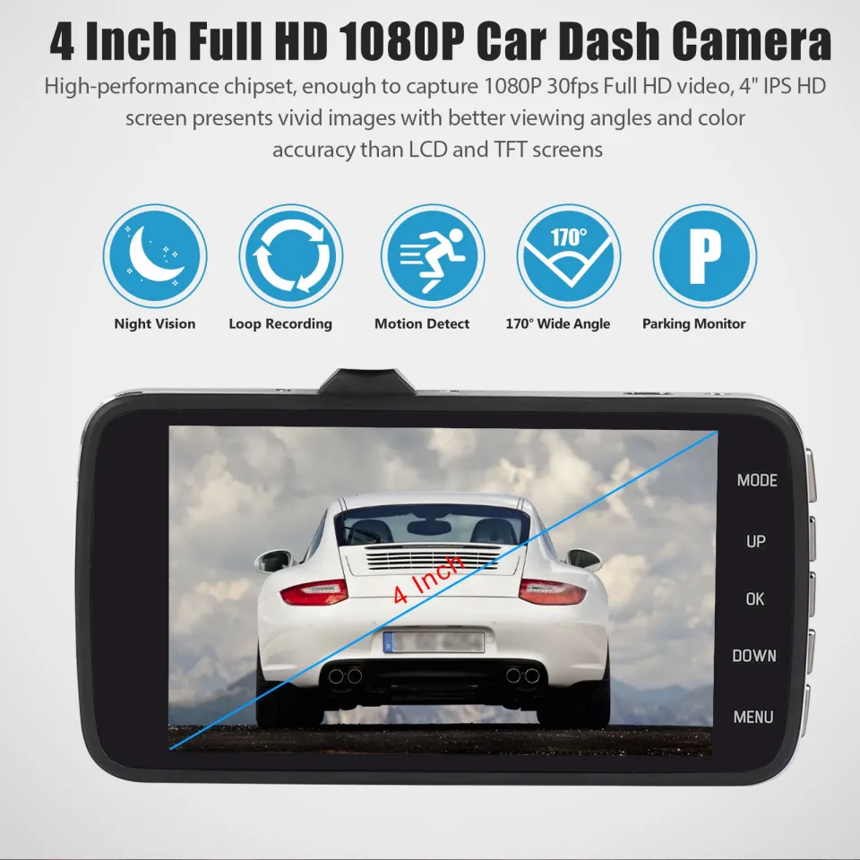 Camera hành trình xe hơi TSV FULL HD 1080P (LCD 4inch, Trước và sau) |  Lazada.vn