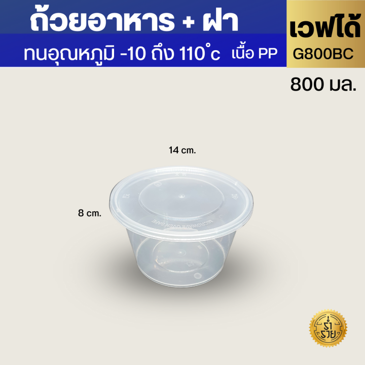 กล่องพลาสติกใสกลมใส่อาหาร-300-450-750-1000มล-กล่องกลมใสใส่อาหารเดลิเวอรี่