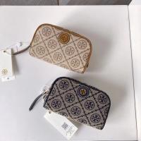 2023 new Tory Burch Ladys 2022 T Monogram Series Two Colors Mini Jacquard Cosmetic Bag Clutch Bag