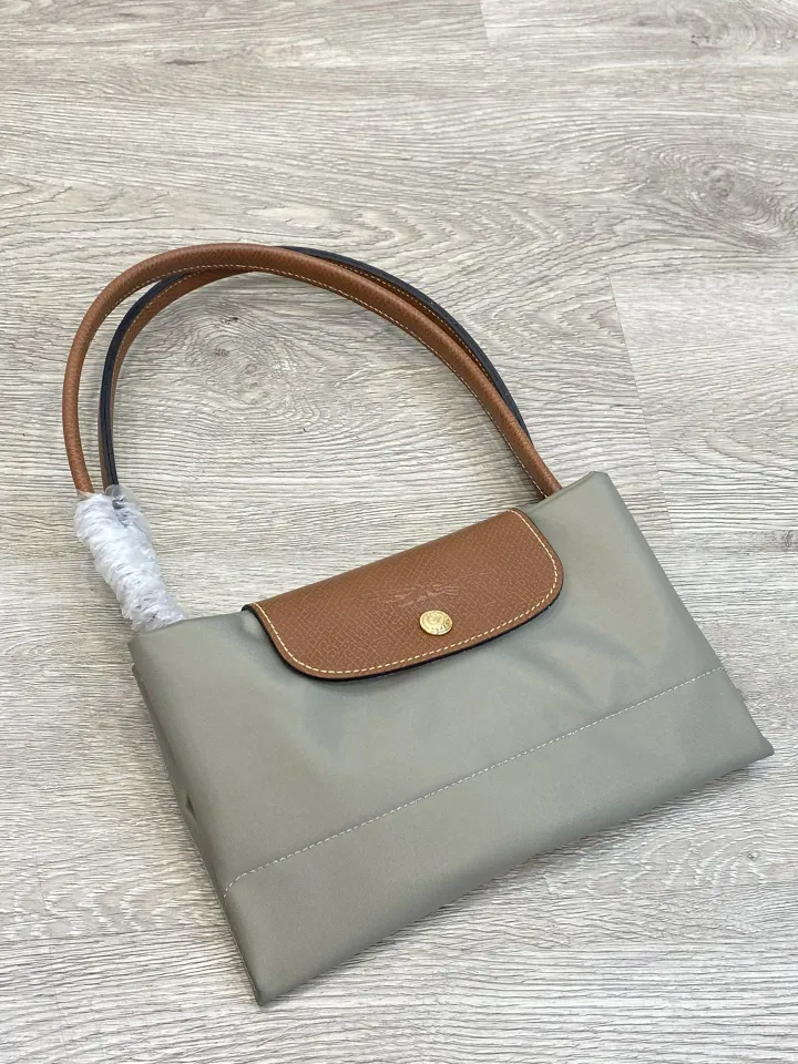 Longchamp Classic Le Pliage Nylon Long Strap Shoulder Bag in Gray