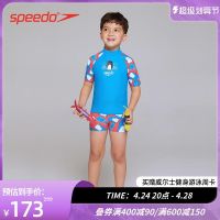 Speedo/Speedo Small Crocodile Short-Sleeved Stitching Stand-Up Collar Red Childrens Sunscreen Top Anti-Chlorine Male Cute