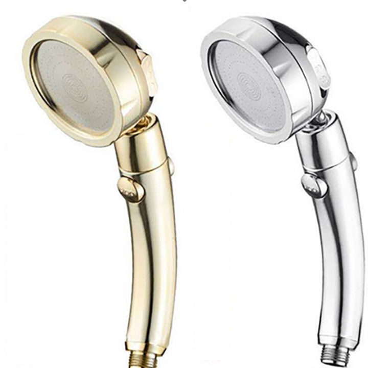 zhangji-360-degree-rotating-r-golden-shower-high-pressure-3-modes-with-stop-button-water-saving-abs-plastic-shower-head