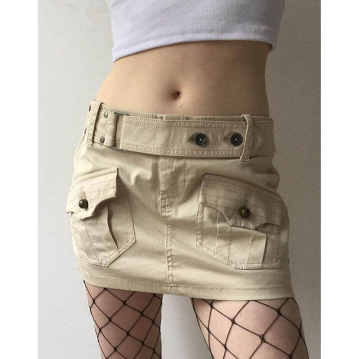 y2k Cargo Skirts Grunge Fairycore Clothes 2000s Aesthetic Women Low