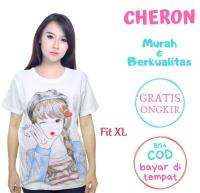 Cheron 16448-KAOS รูปสี่เหลี่ยมผืนผ้าเสื้อเชิ้ตผู้หญิง XL จริง Distro Chick Tops Kekinian ราคาถูกแขนสั้นทัมเบลอร์ Tee เสื้อยืดลำลอง Combed ผ้าฝ้ายเสื้อผ้าวัยรุ่นผู้ใหญ่ ABG สำหรับกีฬาเดินสบายๆชุดกีฬาสีพิเศษสีขาว