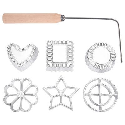Achappam Mold Bunuelos Mold with Handle Rosette Set,Heart Star Circle Square Cookies Mold for Kitchen Baking Fried