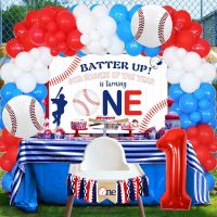 Sursursurprise Baseball 1st Birthday Party Decorations, Rookie Of The Year Happy Birthday Balloon Garland Kit, Batter Up Backdrop, One High Chair Banner Red White Blue Sports Decor For 1 Year Old Boy