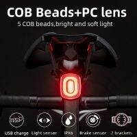 ROCKBROS Cycling Taillight Bike Rear Light 5 Modes Smart Auto Brake Sensing Light Waterproof LED Charging Accessories Q4