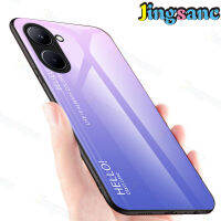 Jingsanc สำหรับ Realme C33เคสโทรศัพท์ Gradient 9H กระจกนิรภัยสีสัน Soft TPU Edge ปลอกป้องกัน Cover