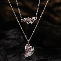 Real 925 Sterling Silver, Cherry Blossom Pink Love Necklace,S925 Sterling Silver Girls Accessories.