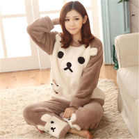 Pajama Woman Winter Warm Sets Ladies Pyjamas Flannel Sleepwear Pijamas Mujer New Home Clothes  Dropshipping