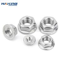 (JIE YUAN)2/25X M3 M4 M5 M6 M8 M10 M12สแตนเลสคุณภาพสูง Hexagon Hex Head Serrated Spinlock Flange Nut Locknut Lock Nut DIN6923