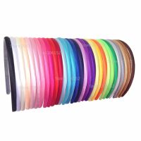 60pcslot 30colors Plain Satin Fabric Covered Headband 10mm Solid Fabric Covered Resin Hair Band Plastic Headband for Adult Kids