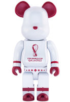 BEARBRICK FIFA WORLD CUP QATAR 2022 TM OLP WHITE CHROME 100% &amp; 400%