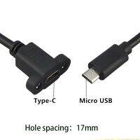 [ขายดี] Micro USB 1ฟุต2.0หัวต่อตัวผู้กับ Type-C USB 2.0ตัวเมียสายพ่วงพิทช์17มม. พร้อมรูยึดแผงสกรู0.3เมตร