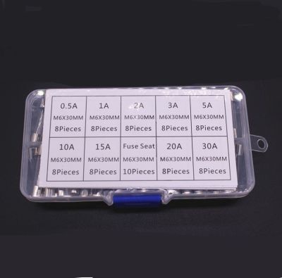 72pcs/lot high quality Fast-blow Glass Fuses Quick Blow Car Glass Tube Fuses Assorted Kit Amp 6*30mm Fuses Accessories