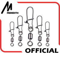 MEREDITH 50ชิ้นอุปกรณ์เสริมสำหรับการตกปลาแบบหอกต่อสลักหมุนสแตนเลสกลิ้งสแน็ปเบ็ดตกปลาแบบหมุนได้