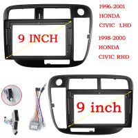 9 inch Car Fascia Radio Panel for 1998-2000 Honda Civic Dash Kit Install Facia Console Bezel Stereo Adapter Plate Trim Cover