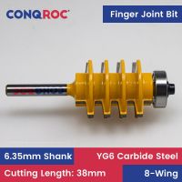 1/4－(6.35 มม.) Shank 8-Wing Finger Joint Router Bit Diameter-1-3/8－(34.9mm) Cutting Length-1-1/2－( 38.1mm) เครื่องตัดมิลลิ่งไม้