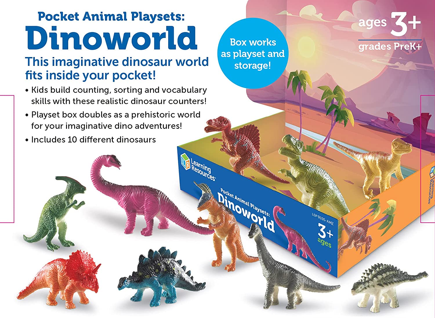 Imaginative Play and Dinosaurs! Three Sets in one—Ocean Animals Learning Resources Pocket Animal Playsets Encourages Imaginative Play Farm Animals Ages 3+ 