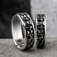 Handmade Original S925 Sterling Silver Vikings Ring With Rune and Wood Box as gift for men or women