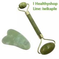 ชุดกัวซา+ลูกกลิ้ง หยก 2 ชิ้น/Set (Jade Gua Sha + Roller) Real Stone หินแท้100%สัมผัสเย็น