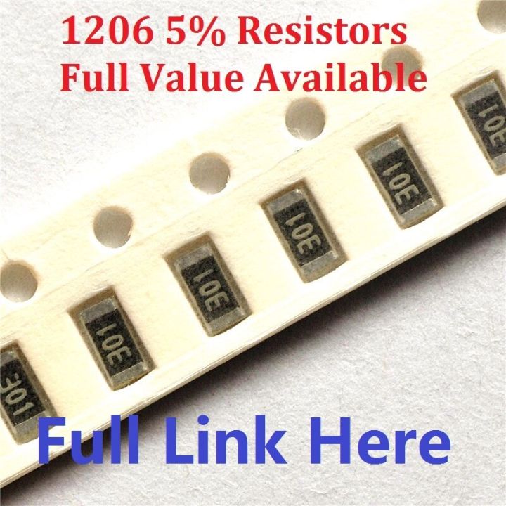 300PCS SMD Chip Resistor 1206 10K Ohm 5% Chip Resistors 0 Ohm To 10M Ohm 1R 10R 100R 1K 4.7K 4K7 6.8K 22K 100K 470K 910R 1M KIT