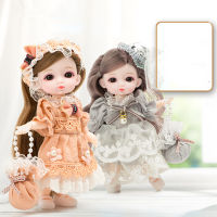 16 Cm BJD Mini Doll 13 Movable Joint Girl 3D Big Eyes DIY 18 Doll with Boutique Skirt Clothes and Bag Accessories for Dressing